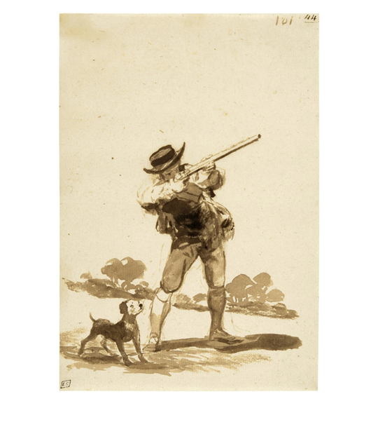 ein jäger mit hund – hunter and his dog by francisco  goya