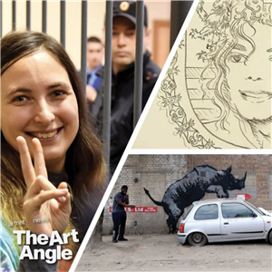 From left: Freed Russian artist Alexandra Skochilenko, Photo: Olga Maltseva / AFP via Getty Images; Michael Jackson, Neverland Royal Theater Entrance – Self Portrait (1993). Photo courtesy of King’s Auctions; Banksys rhinoceros street art. Photo: Adrian Dennis/ AFP via Getty Images. Sonia Manalili August 30, 2024 Share Share This Article  We are back this week with our monthly roundup, where we talk through some of the big stories that are making waves in the art world. Today co-hosts Kate Brown and Ben Davis are joined by Artnet’s art and pop culture editor, Min Chen.  Min commissions and edits a lot of our news coverage including a couple of the stories that we’re going to be talking about today. It’s August, and despite the fact that this is supposed to be the month where art and culture tends to gear down and the professional art world goes to Greece or the Hamptons, increasingly with every passing summer it seems that the news doesn’t stop at all, and in fact sometimes actually ramps up.  This week we’re going to discuss the abruptly halted auction of artworks allegedly made by Michael Jackson, the art stories on both sides of a prisoner exchange that occurred this month between Russia and the West, and finally the artist who just can’t quit: Banksy. He dropped nine animal-themed art pieces this month around London and many are wondering if the world’s most famous street artist has slightly lost his touch. Tune in to find out.  —Kate Brown      Share Share This Article Article topics Art News  Sonia Manalili Executive Producer The best of Artnet News in your inbox. Sign up to our daily newsletter. Enter your email